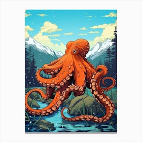 Giant Pacific Octopus Illustration 17 Canvas Print