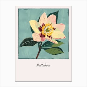 Hellebore 3 Square Flower Illustration Poster Canvas Print