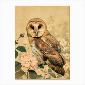 Tawny Owl Japanese Painting 1 Canvas Print