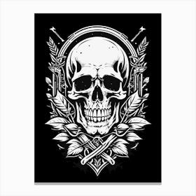 Skull and leaves Canvas Print
