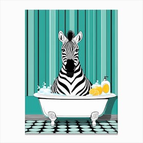 Zebra In A Bath Tub Flat Art Solid Back Ground Hand Drawn 649431623 Canvas Print