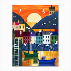 Harbour at Sunset Canvas Print