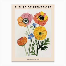 Spring Floral French Poster  Ranunculus 4 Canvas Print