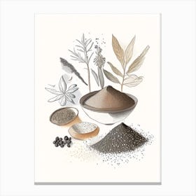Black Salt Spices And Herbs Pencil Illustration 2 Canvas Print