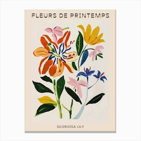 Spring Floral French Poster  Gloriosa Lily 2 Canvas Print