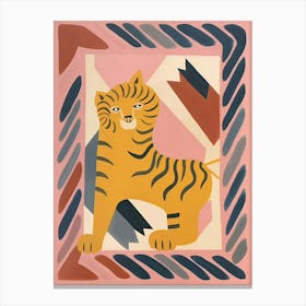 Pink Folk Tiger 2 Canvas Print