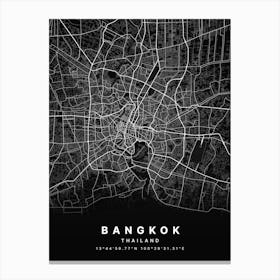 Bangkok Thailand Black Map Canvas Print