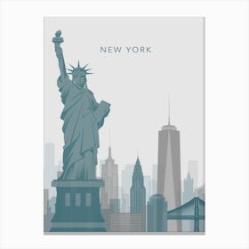 Blue And Grey New York Skyline Canvas Print