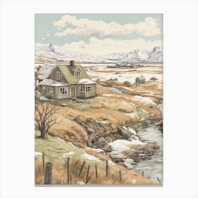 Vintage Winter Illustration Iceland 1 Canvas Print