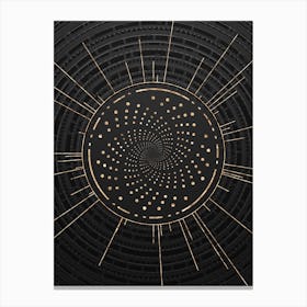 Geometric Glyph Symbol in Gold with Radial Array Lines on Dark Gray n.0034 Canvas Print