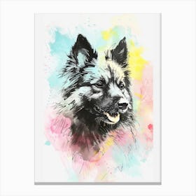 Pastel Keeshond Dog Pastel Line Illustration 3 Canvas Print