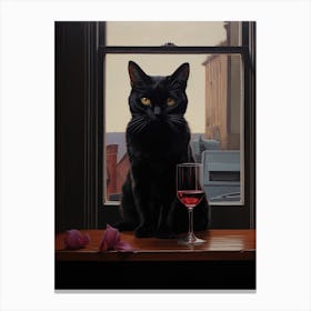 Cat With Wine Glass 2 Canvas Print