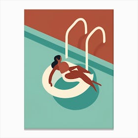 Illustration Of A Woman In A Pool Canvas Print