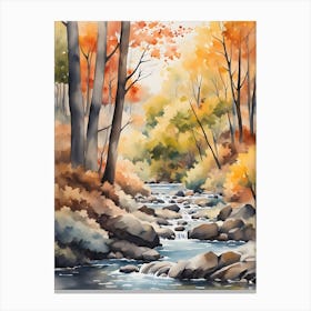 Watercolor Of A Stream 2 Canvas Print