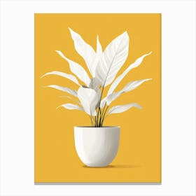 White Plant In A Pot Canvas Print