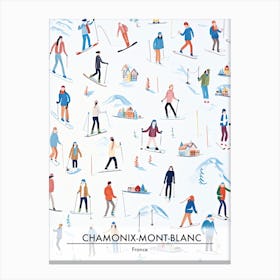 Chamonix Mont Blanc   France, Ski Resort Poster Illustration 3 Canvas Print