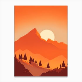 Misty Mountains Vertical Composition In Orange Tone 288 Canvas Print
