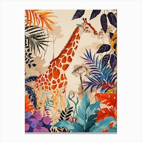 Fun Vibrant Giraffe Illustration 2 Canvas Print