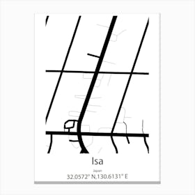 Isa,Japan Minimalist Map Canvas Print