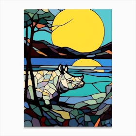 Stained Glass Style Rhino Canvas Print