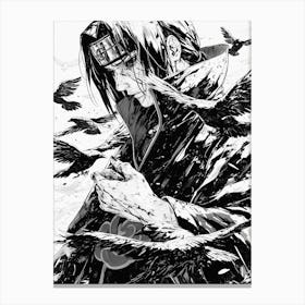 Uchiha Itachi Black And White Canvas Print