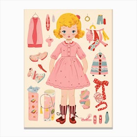 Vintage Paper Doll Kitsch 6 Canvas Print