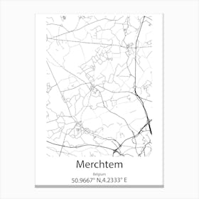 Merchtem,Belgium Minimalist Map Canvas Print