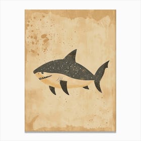 Muted Pastel Storybook Style Shark 3 Canvas Print