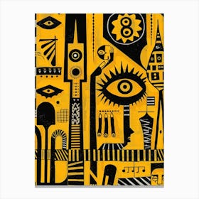 Abstract Black And Yellow Painting 2 Canvas Print