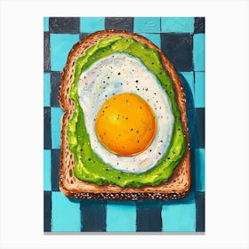 Avocado Egg On Toast Blue Checkerboard 1 Canvas Print