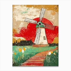 Windmill At Sunset 2 Toile