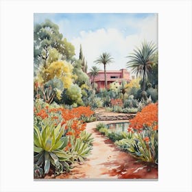 Marrakech Botanical Garden Morocco Watercolour 3  Canvas Print