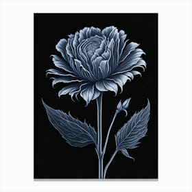 A Carnation In Black White Line Art Vertical Composition 59 Canvas Print