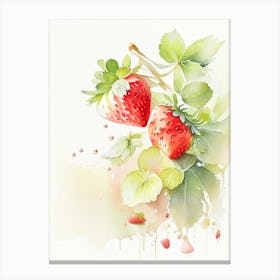 Day Neutral Strawberries, Plant, Storybook Watercolours Canvas Print