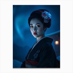 Geisha And Aurora Lights - Diverse Art Illustration 35 Canvas Print