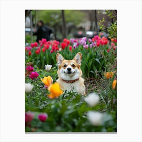 Corgi In The Garden.Generated AI. Wall Art Print 1 Stampe su tela