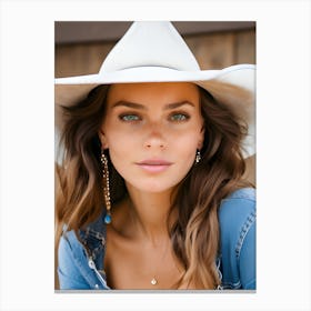 Woman In A Cowboy Hat Canvas Print