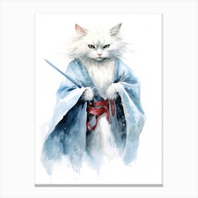 Turkish Angora Cat As A Jedi 1 Canvas Print