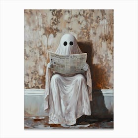 Ghost Reading Newspaper Canvas Print