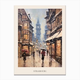 Vintage Winter Painting Poster Strasbourg France Canvas Print