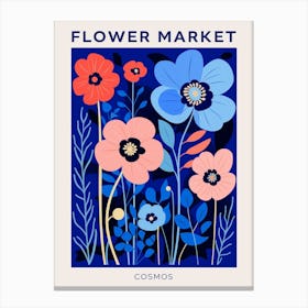 Blue Flower Market Poster Cosmos 4 Canvas Print