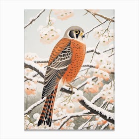 Winter Bird Painting American Kestrel 3 Canvas Print
