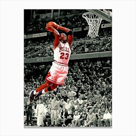 Michael Jordan Of The Chicago Bulls Attempts A Dunk Against The Orlando Magic Canvas Print