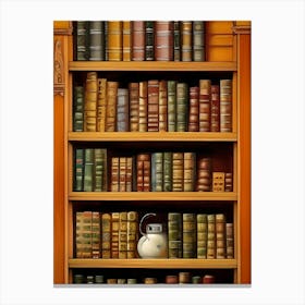 Room Interior Library Books Bookshelves Reading Literature Study Fiction Old Manor Book Nook Reading Nook Seating Comfortable Canvas Print