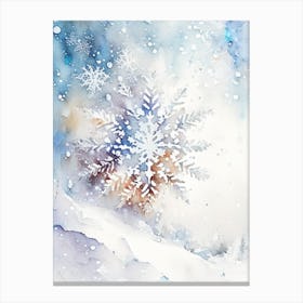 Snowflakes In The Snow,  Snowflakes Storybook Watercolours 3 Canvas Print