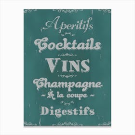 Apéritifs Cocktails Vins Champagne Stampe su tela