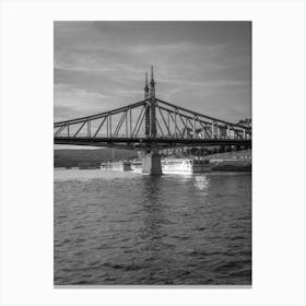 Liberty Bridge Budapest, Hungary | Black and White Photography Canvas Print