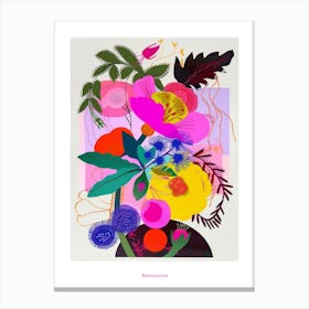 Ranunculus 1 Neon Flower Collage Poster Canvas Print