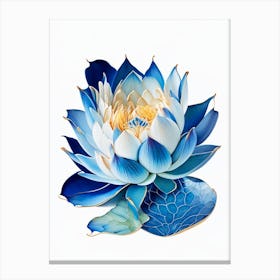 Blue Lotus Decoupage 2 Canvas Print