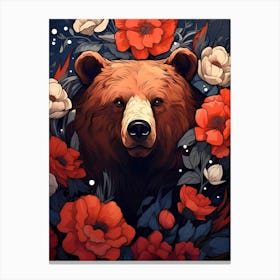 Bear With Flowers 1 Canvas Print